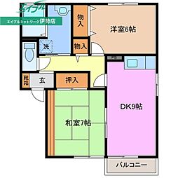 グリーンパーク 2DKの間取図画像