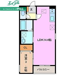 伊勢市御薗町王中島アパート 1LDKの間取図画像