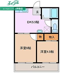 ハイツK・T 2DKの間取図画像