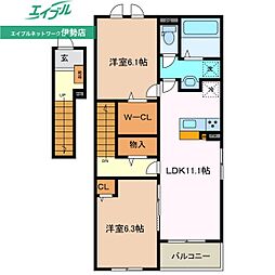 カーサ ヴィオーラ I 1LDKの間取図画像