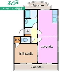 船江第二ロイヤルマンション 1LDKの間取図画像