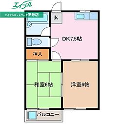 ハイツAKANE 2DKの間取図画像