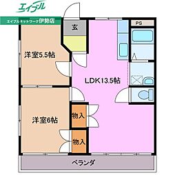 ハイブリッジ湯田 2LDKの間取図画像