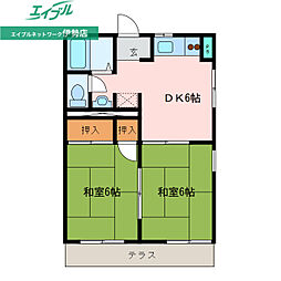 ラフォーレ 2DKの間取図画像