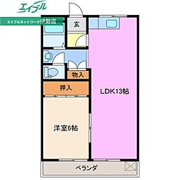 林ビル 1LDKの間取図画像