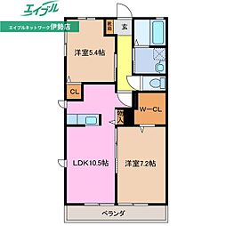 リュシオル 2LDKの間取図画像