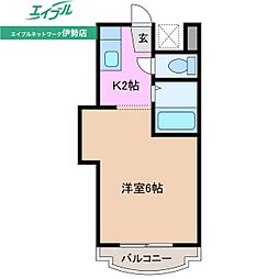 レジデンス岡本 1Kの間取図画像