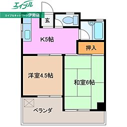 ハイツおくしま 2Kの間取図画像