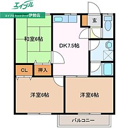 ウインドコート明野 3DKの間取図画像
