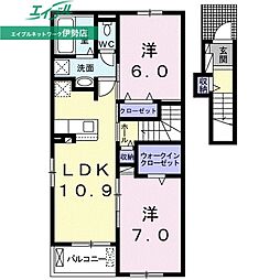 WestB 2LDKの間取図画像
