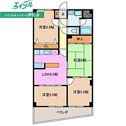 パーシモンヒルズ 3DKの間取図画像