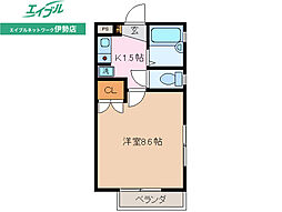 ハイブリッジ桜木 1Kの間取図画像