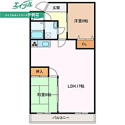 マンションエスパーニャ花菱北館 2LDKの間取図画像
