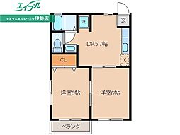 メゾンソリアードA 2DKの間取図画像