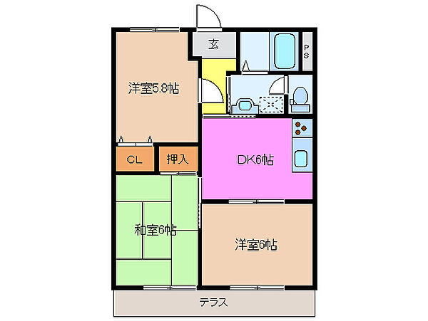 川方マンション 101｜三重県津市川方町(賃貸マンション3DK・1階・52.80㎡)の写真 その2