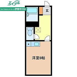 ハイユニK1 ワンルームの間取図画像