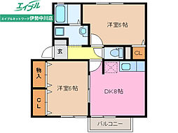 コスモスハウスH 2DKの間取図画像