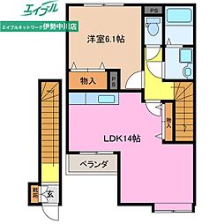 シャルマンハイツB 1LDKの間取図画像