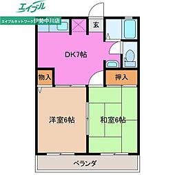 ラフィーネ南郊B 2DKの間取図画像