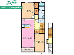 パインテイルヴィレッジA 2LDKの間取図画像