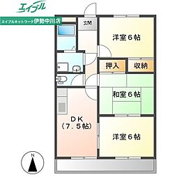 らべんだー 3DKの間取図画像