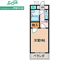 コーポワールドA 1Kの間取図画像