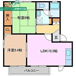 ラ・ポールC 2LDKの間取図画像