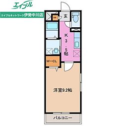インフィニティ2 1Kの間取図画像