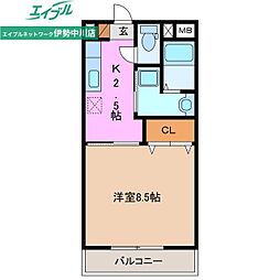 茶花 1Kの間取図画像