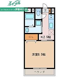 茶花 1Kの間取図画像