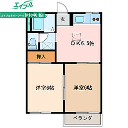 リバーストーン 2DKの間取図画像
