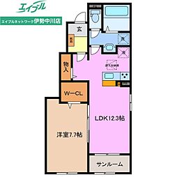 ブリリアント元町I 1LDKの間取図画像