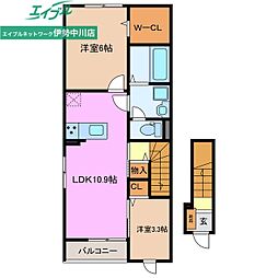 ブリリアント元町II 2LDKの間取図画像