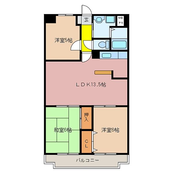 センチュリーハイランド 505｜三重県松阪市末広町２丁目(賃貸マンション3LDK・5階・65.11㎡)の写真 その2