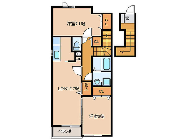 アルシュ　II 205｜三重県松阪市西之庄町(賃貸アパート2LDK・2階・63.86㎡)の写真 その2