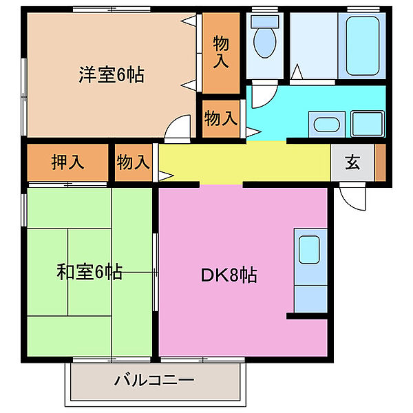 松本コーポ 201｜三重県松阪市嬉野町(賃貸アパート2DK・2階・43.00㎡)の写真 その2