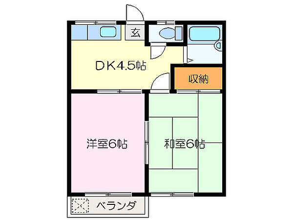 サザンハイツ　パートI 1-1｜三重県松阪市中央町(賃貸アパート2DK・1階・35.00㎡)の写真 その2