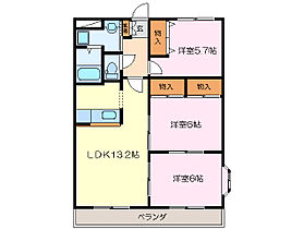 ツインハーティＤ1 201 ｜ 三重県松阪市駅部田町（賃貸アパート3LDK・2階・66.24㎡） その2