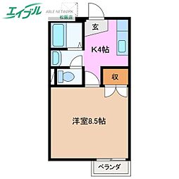 マイランドパート2 1Kの間取図画像