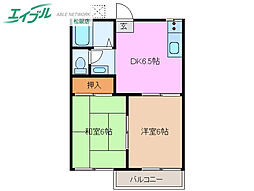 グリーンハイツ 2DKの間取図画像