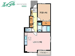 サンシャイン石津A 1LDKの間取図画像