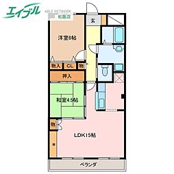 ハートレジデンス塚本 2LDKの間取図画像