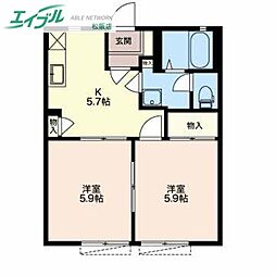 ラフォーレMioA 2Kの間取図画像