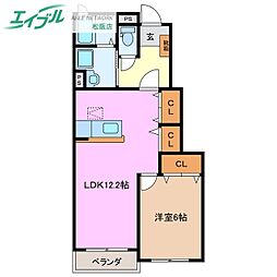 レ・フルーレットB 1LDKの間取図画像