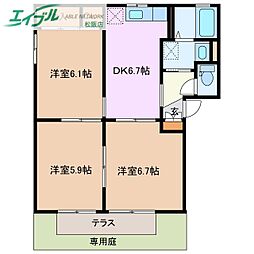 パレス司A 3DKの間取図画像
