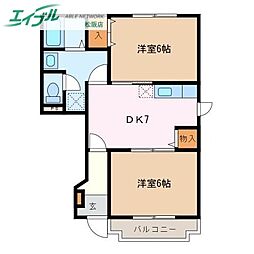ノーブルC 2DKの間取図画像