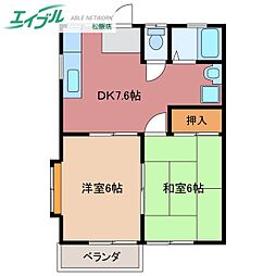 メゾンドフーイン 2DKの間取図画像