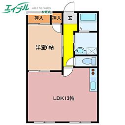 メゾン松阪弐番館 1LDKの間取図画像
