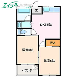 塩崎マンション 2LDKの間取図画像