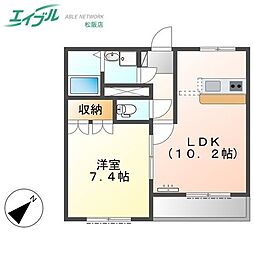 ブザービート 1LDKの間取図画像